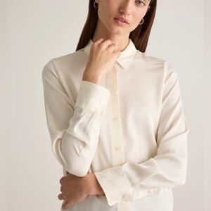 Quince Cream Washable Stretch Silk Blouse